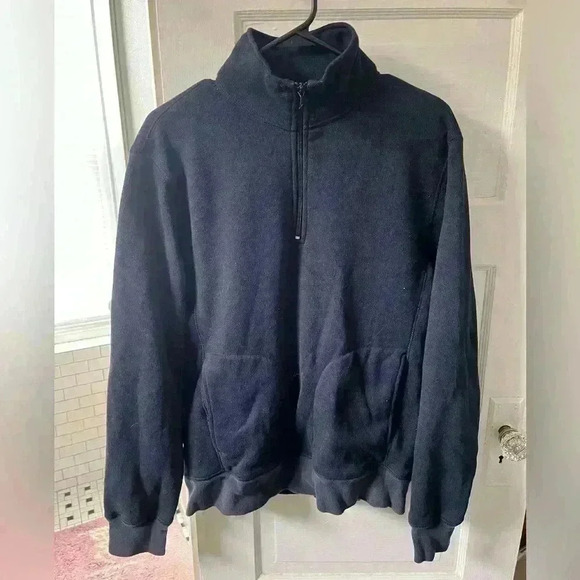 j. crew authentic fleece pullover quarter zip hoodie size medium - Picture 1 of 7